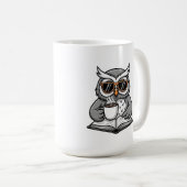 Cool Owl Reading With Coffee Koffiemok (Voorkant rechts)
