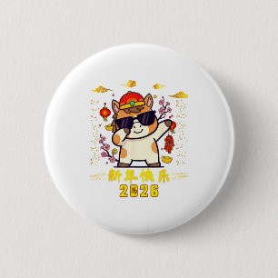 Cool Paard Vibes Gelukkig Chinees Nieuwjaar Van He Ronde Button 5,7 Cm