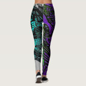 Cool Paars Black Abstracte digitale kunstLeggings Leggings (Achterkant)