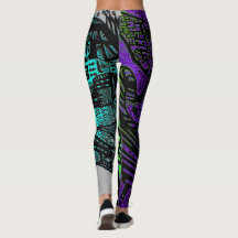 Cool Paars Black Abstracte digitale kunstLeggings