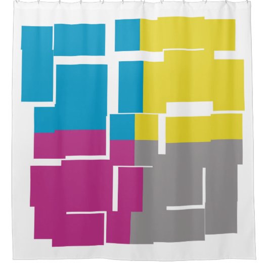 COOL Paars Blauw Geel Grijs Douchegordijn (Voorkant)