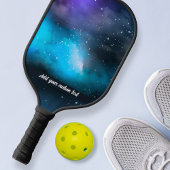Cool Paars Blue Galaxy Night Sky Aangepaste tekstn Pickleball Paddle