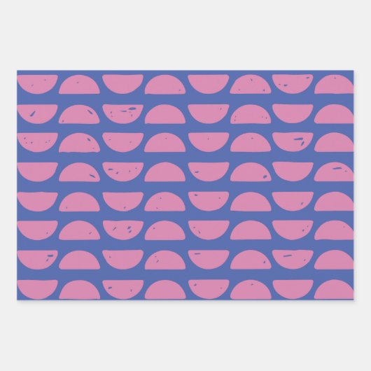 Cool Paars Blue Geometric Block Print Patroon Inpakpapier Vel (Voorkant)