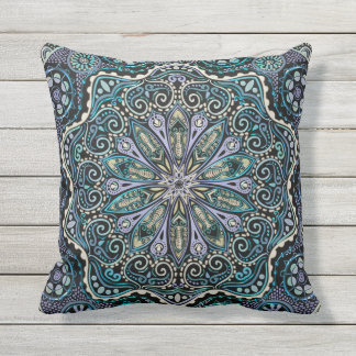 Cool Paars Blue Green Black New Age Boho Mandala Buitenkussen
