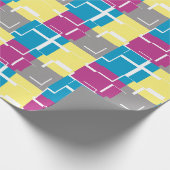 COOL Paars Blue Yellow Grey Pattern Cadeaupapier (Hoek)