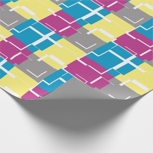 COOL Paars Blue Yellow Grey Pattern Cadeaupapier (Hoek)