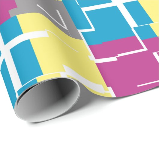 COOL Paars Blue Yellow Grey Pattern Cadeaupapier (Rol Hoek)