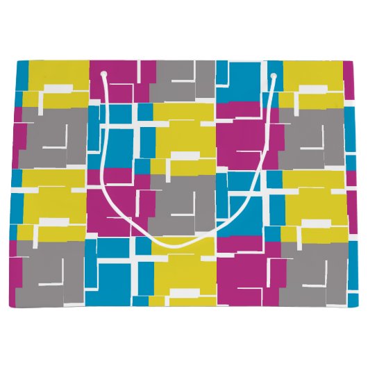 COOL Paars Blue Yellow Grey Pattern Groot Cadeauzakje (Voorkant)
