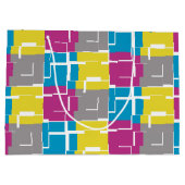 COOL Paars Blue Yellow Grey Pattern Groot Cadeauzakje (Achterkant)