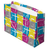 COOL Paars Blue Yellow Grey Pattern Groot Cadeauzakje (Achterkant Gekanteld)