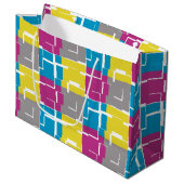COOL Paars Blue Yellow Grey Pattern Groot Cadeauzakje (Voorkant Gekanteld)