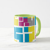 COOL Paars Blue Yellow Grey Pattern Mok (Voorkant rechts)