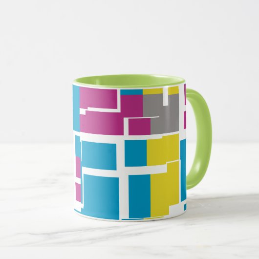 COOL Paars Blue Yellow Grey Pattern Mok (Voorkant rechts)