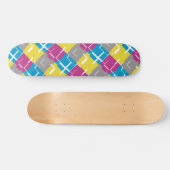 COOL Paars Blue Yellow Grey Pattern Persoonlijk Skateboard (Horizontaal)