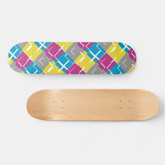 COOL Paars Blue Yellow Grey Pattern Persoonlijk Skateboard (Horizontaal)
