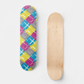 COOL Paars Blue Yellow Grey Pattern Persoonlijk Skateboard (Voorkant)