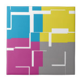 COOL Paars Blue Yellow Grey Pattern Tegeltje (Voorkant)