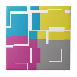 COOL Paars Blue Yellow Grey Pattern Tegeltje