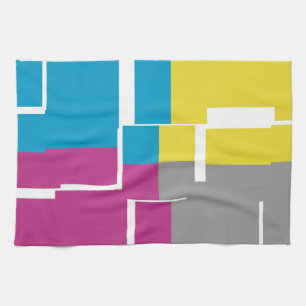 COOL Paars Blue Yellow Grey Pattern Theedoek