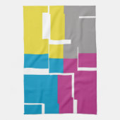 COOL Paars Blue Yellow Grey Pattern Theedoek (Verticaal)