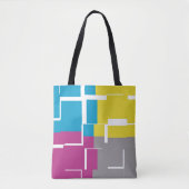 COOL Paars Blue Yellow Grey Pattern Tote Bag (Voorkant)