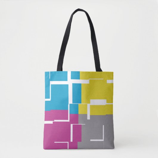 COOL Paars Blue Yellow Grey Pattern Tote Bag (Voorkant)