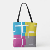 COOL Paars Blue Yellow Grey Pattern Tote Bag (Achterkant)