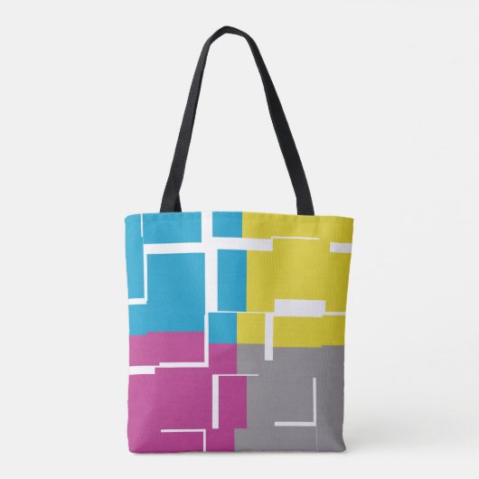 COOL Paars Blue Yellow Grey Pattern Tote Bag (Achterkant)