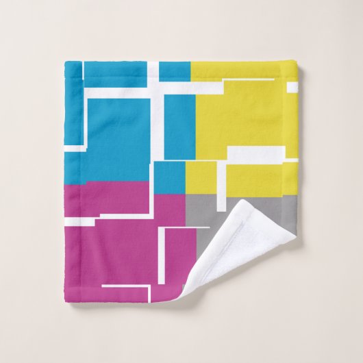 COOL Paars Blue Yellow Grey Pattern Washandje (Wasdoekje)