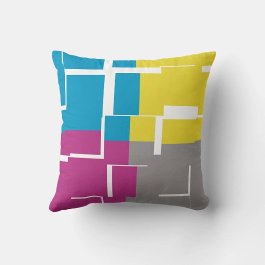 COOL Paars Blue Yellow Patroon Kussen (Achterkant)