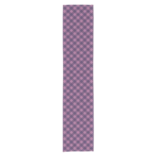 Cool Paars Check Gingham Pattern Korte Tafelloper (Voorkant)