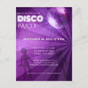 Cool Paars Disco Ball Party Briefkaart