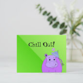 Cool Paars Hippo - Chill Out Briefkaart (Staand voorkant)