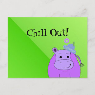 Cool Paars Hippo - Chill Out Briefkaart