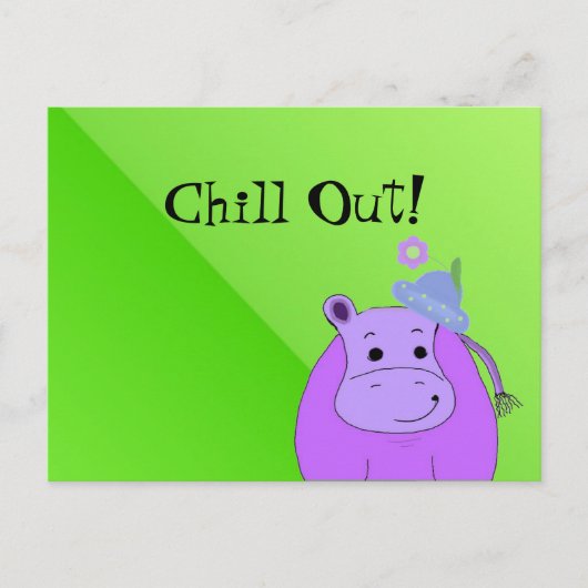 Cool Paars Hippo - Chill Out Briefkaart (Voorkant)