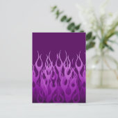 Cool Paars Racing Flames Design Briefkaart (Staand voorkant)