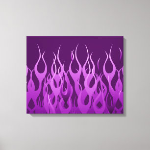 Cool Paars Racing Flames Design Canvas Afdruk
