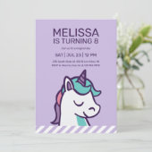 Cool Paars Unicorn Girl Birthday Kaart (Staand voorkant)