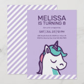 Cool Paars Unicorn Girl Birthday Kaart (Voorkant / Achterkant)