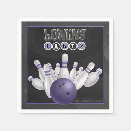 Cool Paarse Bowling Party Paper Napkins Servet (Voorkant)