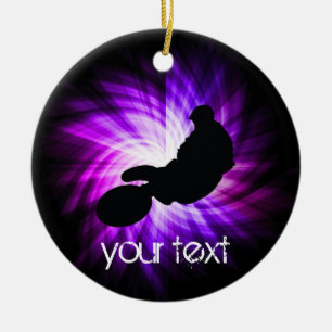 Cool Paarse Dirt Bike Keramisch Ornament