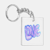 Cool Paarse En Blauw LIEFDE Typografie Sleutelhang Sleutelhanger (Voorkant Links)