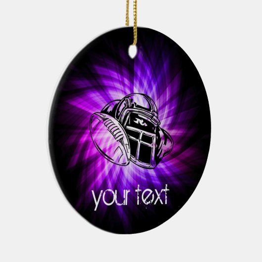 Cool Paarse Football Keramisch Ornament (Rechts)