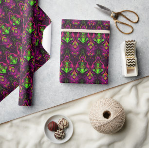 Cool Paarse Groen Vreemd Modern Victoriaans Patroo Cadeaupapier