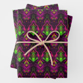 Cool Paarse Groen Vreemd Modern Victoriaans Patroo Inpakpapier Vel (In situ)