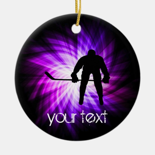 Cool Paarse Hockey Keramisch Ornament (Voorkant)
