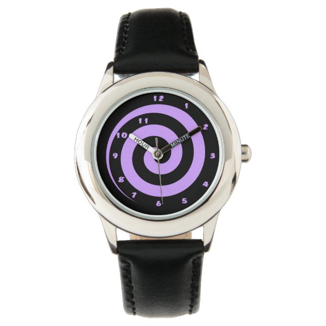 Cool Paarse Hypnotic Spiral Wrist Watch Horloge (Voorkant)