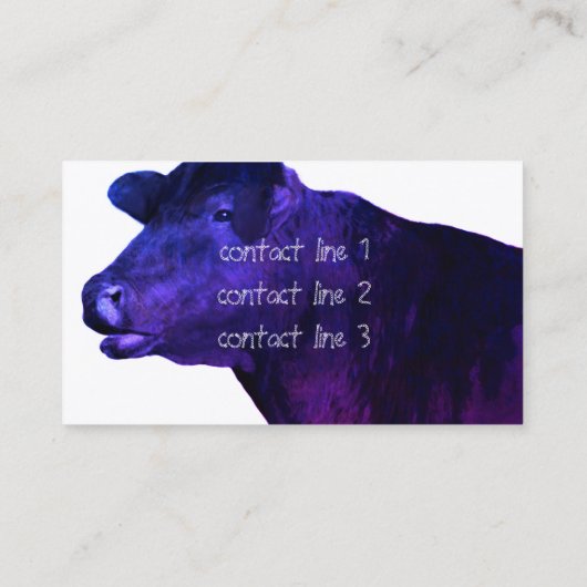 Cool paarse koe Custom dubbelzijdig Visitekaartje (Achterkant)