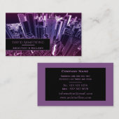 Cool Paarse Neon City Architecture Visitekaartje (Voorkant / Achterkant)