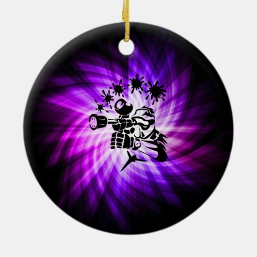 Cool Paarse Paintball Keramisch Ornament (Achterkant)